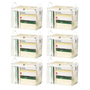 6-Pack Extra Large Clear Book Toy Storage Bags Plastic Comic Books Organizer Collapsible Book Display Case with Lid and Lifting Handle Suitable for Books and Toys,Size38x24x32cm/15x9x13inches