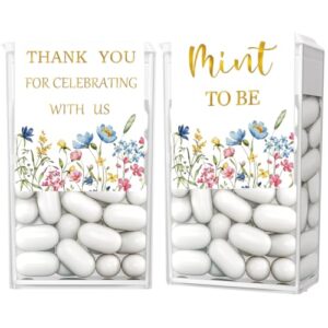 60 Pcs Mint to Be Stickers for Favors - Mint to Be Wedding Favor Stickers - Tic Tac Box Labels - Shower Favor - ONLY Label (Large （Wildflowers）)