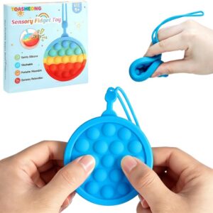Lnstant Rebound Fidget Toy with Wrist Strap,Pop Bubble No Flip Push Pop Sensory Toy, Continuous Press Bubble Toy for Kids and Adults, Silicone Stress Relief Toy (Blue)