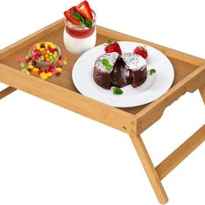 Artmeer FSC 100% Bamboo Bed Tray with Folding Legs, Medium, Natural