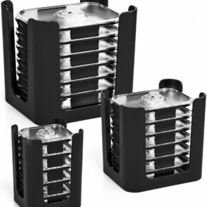 Black 3 Pack Food Container Lid Organizer for Rubbermaid Brilliance | Stackable Lid Holder for Kitchen Cabinet Storage & Pantry Organization, Fits 0.5, 1.3, 3.2, 4.7 Cup Lids, Holds 24 Lids