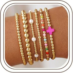 MOOHAM Colorful Cross Beaded Bracelet Stack