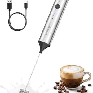 Rechargeable Milk Frother Handheld, 3 Speeds for Coffee, Latte