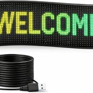 Programmable LED Message Board, Digital Scrolling Sign with App Control for Store Window, Shop, Bar, and Car Display, USB Powered (23 x 4.7Inch)