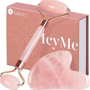 BAIMEI Rose Quartz Roller & Gua Sha Set