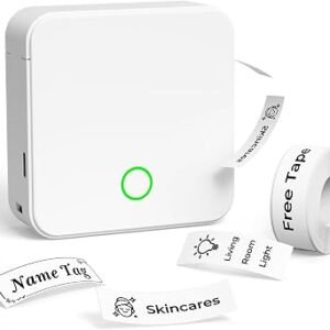 P0 Label Maker, Thermal Machine Sticker Label Printer, Label Maker Waterproof Labels, Multiple Templates, Portable Thermal Small Label Printer for Home Office School Organization White
