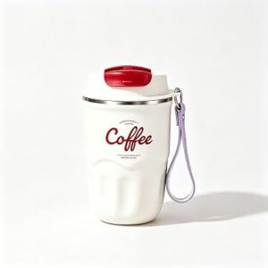 Insulated Travel Coffee Mug with Touch Temperature Display, White