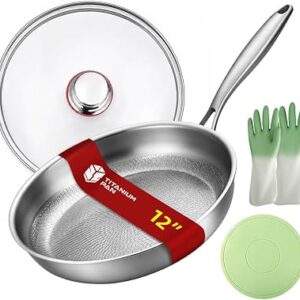 12-Inch Titanium Pro Pan Hammered Frying Pan with Lid