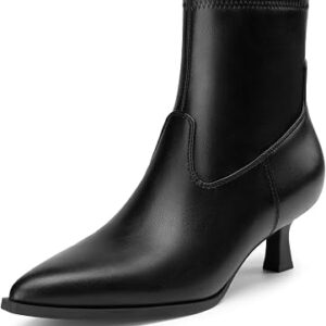Athlefit Women’s Kitten Heel Pointed Toe Ankle Boots