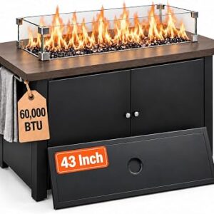 KAMEROUT Propane Fire Pit Table 43 Inch
