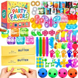 62 Pack Squishy Fidget Toys for Kids, Stress Cube Squishys, Slow Rising Butter Squishies, Squeeze Sensory Toys, Classroom Treasure Box Prizes Pinata Goodie Bag Stuffers Party Favors for Kids 4-8 8-12
