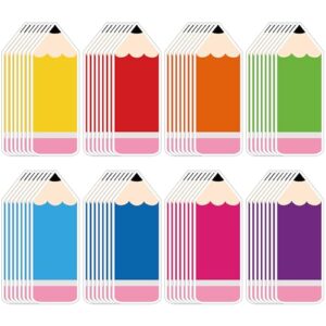 64 Pcs Colorful Pencil Cutouts Pencil Name Tags for Classroom Back to School Bulletin Board Locker Decor Paper Cut Outs with Glue Points for Teacher Student School Bulletin Board Wall Door Party Decor