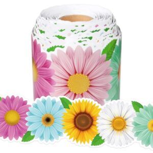 65.6Ft Spring Bulletin Board Borders, Colorful Daisy Flower Bulletin Board Border Floral Border Trim for Home Office School Classroom Chalkboard Wall & Spring Party Decor