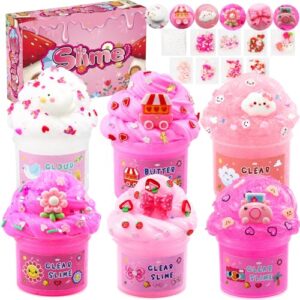6 Pack Slimes, Toys for Girls,Cloud Slime kit for Boys,Pink Slime for Girls and Boys Ages 8-12, for Girls Slime Set Party kit Goodie Bag Stuffers, 6 7 8 9 10 Year Old Girl Birthday Gift Cute Stuff