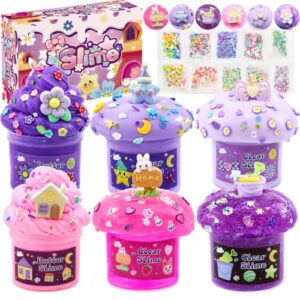 6 Pack Slime, Toys for Girls,Butter Slime kit for Boys,Purple Slime for Girls and Boys, for Girls Slime Set Party kit Goodie Bag Stuffers, 6 7 8 9 10 Year Old Girl Birthday Gift Cute Stuff