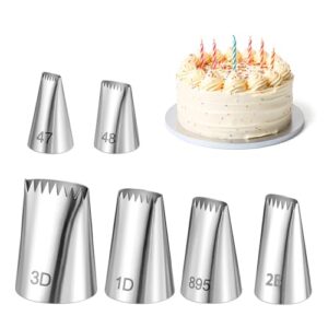 6Pcs Basketweave Piping Tip Set Braided Decorating Tube Set Stainless Steel Half Row Braided Flower Mouth Nozzles for Pastry Cupcakes Cakes Cookies Decorating Pastry Fondant Tools