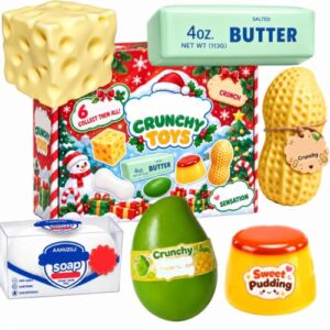 6PCS Crunchy Squishy Box Fun Stress Boll Fidget Toys for Adults | Food-Themed Fidget Toys，Crunchy Slow Rise Squishy Stress Balls,Fidget Toy for Anxiety Relief