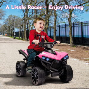 6V Kids Electric ATV Ride-On Quad, 1.86 MPH, LED Lights, Music, 3+ Years Old