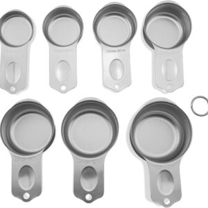7-Piece Stainless Steel Measuring Cups Set, Stackable Space-Saving Cups for Kitchen, Cooking & Baking