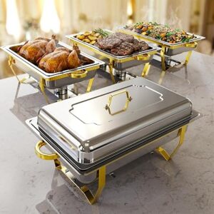 Chafing Dishes for Buffet 4 Pack, High Grade Chafing Dish Buffet Set