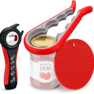 Silicone Jar Opener Set for Seniors, 2 Openers, Non Slip Rubber Pad