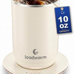 Self Heating Stirring Coffee Mug, 10oz Auto Mixing Cup with Warmer, White