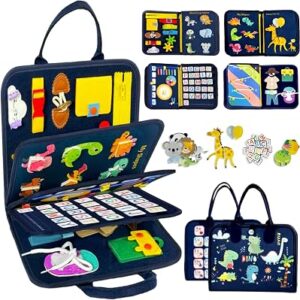 Qizfun Montessori Busy Board, Sensory Busy Book, Travel Toy, Birthday Gift