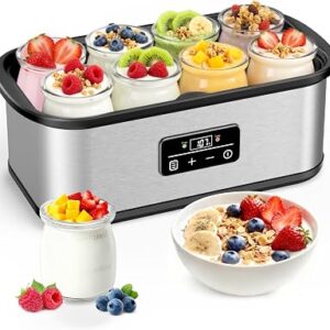 Yogurt Maker Machine with Time & Temperature Control, Yogurt Maker with 8x 6oz Glass Jars, Food grade, Easy to Make Healthy Yogurt