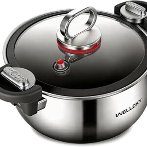 WELLOXY Stainless Steel Stock Pot 7.5Qt – Vented Tight Lid, Quick Cooking