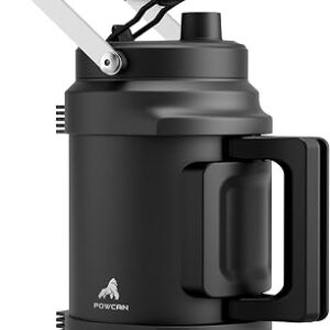 64 oz Insulated Water Bottle for Gym: 2-in-1 Straw Spout Lid, Dual Handle, Leakproof, Keep Cold 48H, Half Gallon Stainless Steel Water Jug for Travel, Hiking, Cycling, Park, Workout, Picnic (Midnight)