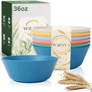 Wrova Wheat Straw Bowls Set 36oz, Unbreakable Cereal Bowls, Soup Bowls 6PCS