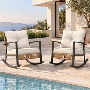 LAUSAINT HOME Outdoor Wicker Rocking Chair