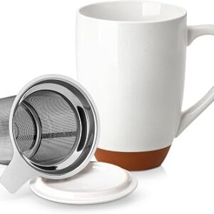 MALACASA Ceramic 18 oz Tea Mug with Lid and Infuser
