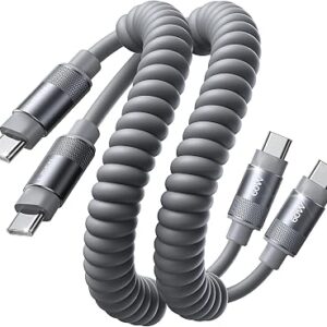 LISEN Coiled USB-C to C Cable (2-Pack, 3.5FT, 60W)