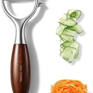 Vegetable Peeler, 2-in-1 Julienne & Potato Peeler, Walnut Wood Handle