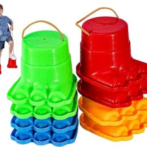 IROO Balancing Stilts for Kids, 4 Pairs Walking Monster Feet for Balance and Coordination, Toys for Girls & Boys Age 4-10 Years Old Indoor or Outdoor Play (8 Total)