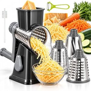 KalraMay Rotary Cheese Grater with Handle, Multifunctional Cheese Shredder