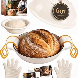 6QT Enameled Cast Iron Dutch Oven for Bread Baking