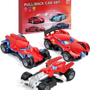 3 Pack Pull Back Cars: Toys for 3 4 5 6 7 8 9 10 11 12 Year Old Boys, Car Toys for Kids, Cool Car Toys, 3 4 5 6 7 8 9 10 11 12 Year Old Boy Birthday Gift, Halloween, Christmas（4 Inch Pocket Size）