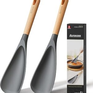 Astercook Cooking Spoon, 2 Pack, Nonstick Safe Silicone Spatula