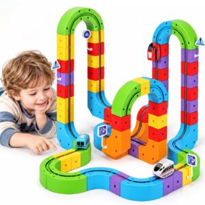 Electric Train Set for Kids 3D Race Infinity Train Track Toys 122PC | STEM Gravity-Defying Train Toys, Defying 360° Movement, DIY Rail, with 1 Electric Train, Toys for Kids 3 4 5 6 7 8+ Years Old