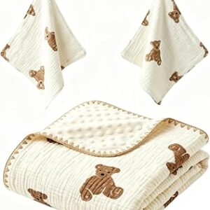 HOMTHARA 3-Piece Cotton Baby Blanket Set