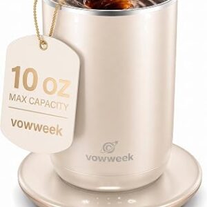 Self Stirring Coffee Mug, 10 oz Heated Mug with Magnetic Stirring, White