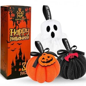 COLORPOEM 3-Pack Halloween Shower Loofah Set