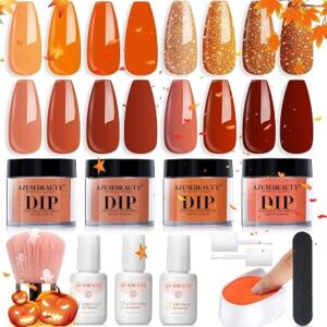 AZUREBEAUTY Orange Brown Dip Powder Nail Kit