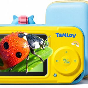 TOMLOV P50K 2.4″ Handheld Digital Microscope for Kids, STEM Toys, Blue | 500X Magnifying Glass, Custom EVA Case, 16MP Photo/Video, PC View, Pocket Science Kit Birthday Gift for Boys Girls Age 6-12