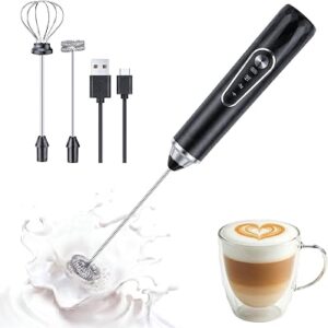 Rechargeable Handheld Milk Frother, 3-Speed & 2 Detachable Whisks,10000RPM | Electric Coffee Frother Wand for Lattes, Cappuccino, Matcha, Hot Chocolate, Protein Drinks, Kitchen Gifts