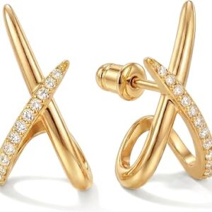 MUMREUES Gold Stud Earrings