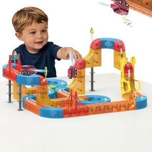 klick Rail Electric Train Set for Kids Ages 4-8, 68 PCS Magnetic 3D Flexible Race Track with Gravity-Defying 360° Loops, Motorized STEM Building Toy Gift for Boys Girls