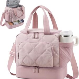 LOVEVOOK Insulated Lunch Bags for Women, Double Deck Pink Lunch Box